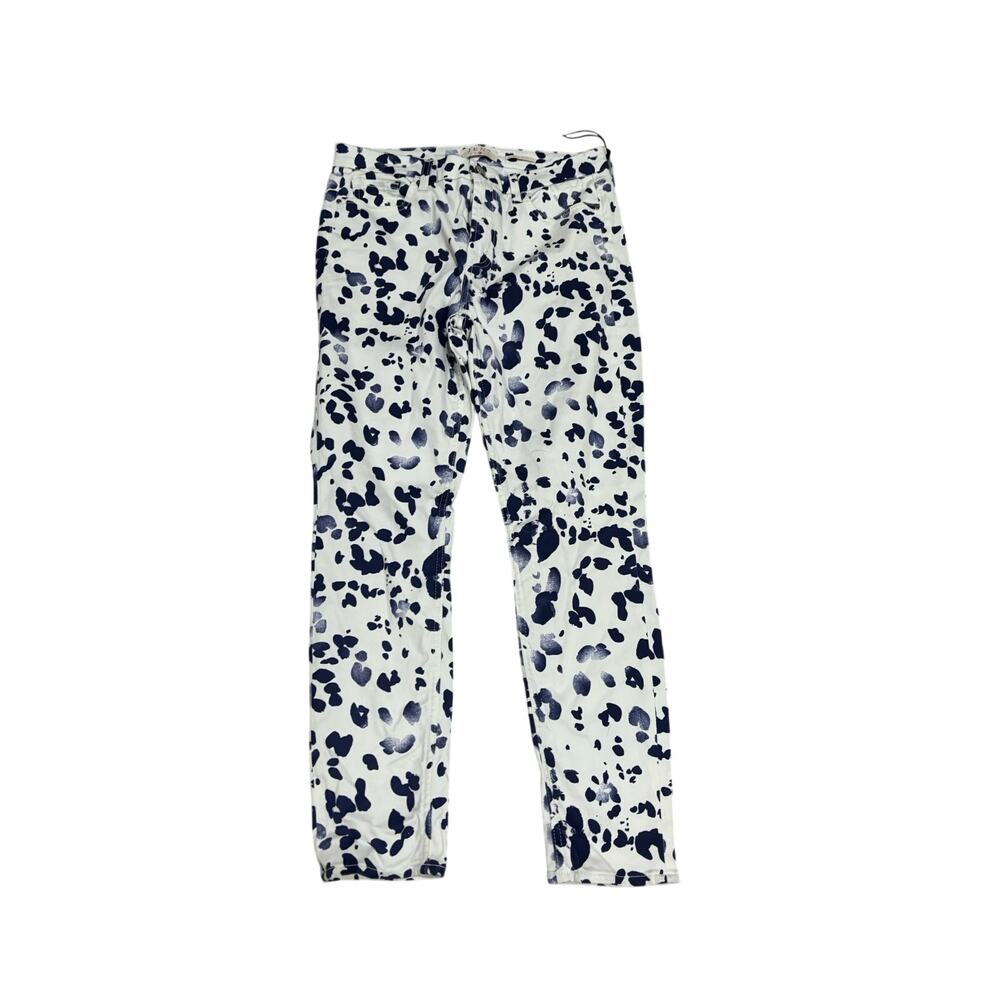 Jen 7 Seven for Mankind 8 white royal blue animal print Jean stretch nwt